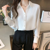 Weiyinxing Sleeve White Blouse Shirt Blouse Women Blusas Mujer De Moda 2023 Turn Down Collar Office Lady Blouse Tops Women Blusa E197