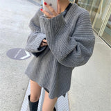 Weiyinxing Knitted Sweaters Pullovers Women O-Neck Loose Autumn Winter Jumper Simple Casual Korean College Oversized Outwear O345