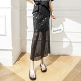 Weiyinxing Sequin Skirt Women Summer Casual High Waist Gentle Package Hip Long Straight Skirts Sexy Party Skirts Korean N712