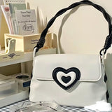 Weiyinxing Heart Suqare Shoulder Bag for Women White High Quality Pu Leather Retro Casual Small Purse Female Designer Underarm Bag