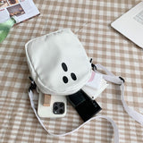 Weiyinxing White Funny Cute Ghost Kawaii Women Canvas Bag Cartoon Harajuku Chic Ins Shopper Bag Women Shoulder Bags Large Capacity