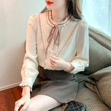 Weiyinxing Sleeve Blouse Women Ruffles Chiffon Blouse Shirt Tops Women Blusas Mujer De Moda 2023 Blouses Shirts Blusa Camisas F507