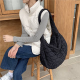 Weiyinxing Pleated Women's Shoulder Bag Large Capacity Ladies Casual Tote Travel Handbags Solid Color Plaid Female Crossbody Bags