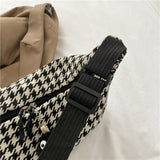 Weiyinxing Houndstooth Crossbody Bags Women Ins All Match Zipper Hobos Basic Stylish Shoulder Female Street Chic Simple Teenagers
