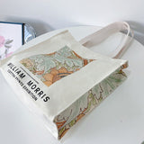 Weiyinxing Thick Canvas Female Shoulder Bag Van Gogh Morris Vintage Oil Painting Zipper Books Handbag Large Tote For Women Shopping