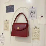 Weiyinxing Burgundy Women Shoulder Bags Pu Leather Ladies Square Crossbody Bag Luxury Female Flap Buckle Design Tote Purse Handbags