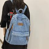 weiyinxing Ladies Soft Canvas School Backpack Trendy Denim Boy Girl Travel Student Bag Male Female College Backpack Men Women Bags