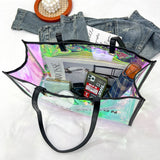 Weiyinxing Women Letters Large Capacity Totes Shoulder Bags Laser PVC Transparent Handbag Female Casual Clear Summer Holiday Beach Bag