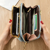 Weiyinxing Women's Shoulder Bag Holdheld Wallet Messenger Bag Fashion Korean Version Horizontal Splicing Color Multi-function Phone Bag