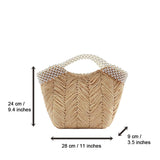 weiyinxing Pearls Women Straw Handbags Designer Paper Woven Basket Bag Handmade Shoulder Crossbody Bags Summer Beach Large Tote Bag