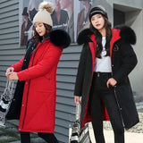 Weiyinxing Winter Hooded Parkas Big Fur Collar Padded Long Down Cotton Jacket Warm Wear Both Sides Puffer Snow Overcoat