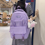 weiyinxing Fashion Nylon Rucksack Waterproof Boy Girl Rabbit Bookbag for Teens Backpack High School Schoolbag Black Mochila Women