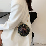 Weiyinxing Women Evening Day Clutch Colorful Crystal Diamonds Round Ball Shaped Clutches Lady Handbag Wedding Purse Chain Shoulder Bag
