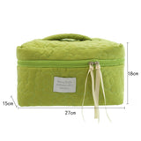 Weiyinxing Large Flower Quilting Cloth Makeup Bag Women Cosmetic Organizer Female Storage Handbag Box Shape Toiletry Case for Girl