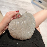 Weiyinxing Evening Bag Heart Pattern Silver Clutch Womens Fashion Diamond Banquet Clutch And Purse Wedding Bridal Prom Wallets