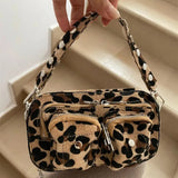 Weiyinxing Women Handbag Leopard Leather Shoulder Bags Female Casual Solid Color Messenger Bag for Women Luxury Underarm Bag