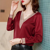 Weiyinxing Femme Tops Women Long Sleeve Blouse Women Blusas Mujer De Moda 2023 V-Neck Solid Chiffon Blouse Shirt Blusas Mujer E653