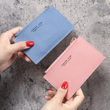 Weiyinxing Men and Women ID Card Holder PU Zipper Small Coin Purse Credit Card Holder Solid Color Business Case Business Card Holder Wallet