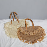 Weiyinxing Straw Shoulder Bag Women Design Handbag Bohemian Round Woven Large Capacity Tote Summer Beach Travel Shopper Purse
