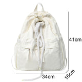 Weiyinxing Canvas Vintage Girl Leisure Drawstring Book Bag Female Brown Laptop College Backpack Women Travel School Bag Fashion Cool