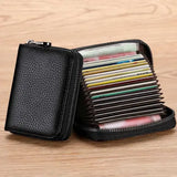 Weiyinxing Slot Card Holder Vintage Small Wallet Women Men Business Bank Credit Card Bag Male Coin Pouch Solid Leather Zipper Wallet