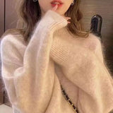 Weiyinxing Soft Basic Sweater Women Autumn Winter Women's Round Neck Loose Casual Pullover Solid Knit Tops Femme Thick Jumper T320