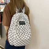 weiyinxing New Plaid Women Backpack Kawaii Girl Nylon Travel Bag Fashion Waterproof Bookbag College Students Cool Schoolbag Mochilas