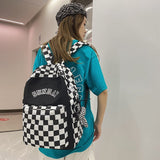 weiyinxing New Letter Printing Women Backpack Female Cool Nylon Travel Bag Fashion Plaid Portable Schoolbag College Girls Bookbag