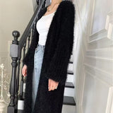 Weiyinxing Mink Cashmere Cardigans Sashes Women Knitted Sweater Dress Casual Elegant Korean Autumn Winter Thickened Oversized O175