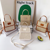 Weiyinxing Vertical Square Braided Bag Simple Design Handwoven Ladies Handbag Pu Stitching Messenger Bag 2023 Summer Beach Straw Bag