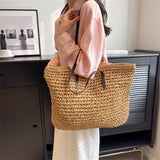 Weiyinxing Design Women Straw Woven Tote Bags New Fashion Beach Shoulder Bag Summer Casual Large Capacity Handbags Simple Shopping