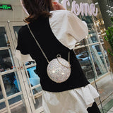 Weiyinxing Women Evening Day Clutch Colorful Crystal Diamonds Round Ball Shaped Clutches Lady Handbag Wedding Purse Chain Shoulder Bag