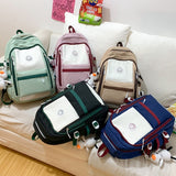 Weiyinxing Patchwork Color Multi-Pocket Female Backpack Book School Bag for Teenage Girls Boys Student Women's Travel Rucksack