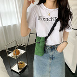 Weiyinxing Girls Student Messenger Bags Phone Pouch Retro Houndstooth Small Shoulder Crossbody Bag Female Pleated Straps Purse Handbag