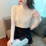 Weiyinxing Short Sleeve Vintage Lace Blouse Shirt Women Tops Blouse Women Blusas Mujer De Moda 2023 Verano Blouses Shirts Blusa G469