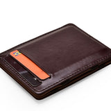 Weiyinxing Thin Vertical Men Wallet Small PU Leather Elastic Ribbon Purse Mini Solid ID Card Holder Bank Credit Card Case for Man