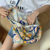 Weiyinxing New Style Fashion Vintage Floral Cotton Fabric Shoulderbage for Women Large Casual Capacity Shopping Tote Bags Hand Bag