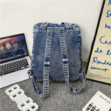 Weiyinxing Women's Backpack Large Schoolbag Designer Capacity Daypack Casual Denim Rucksack Student School Book Bag Retro Backpacks