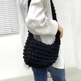 Weiyinxing hobos puffy crossbody bags for women designer nylon ruched quilted lady shoulder bag small tote female purses 2023