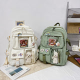 Weiyinxing Aesthetic Women Backpack School Bag for Teen Girls Japanese Korean Rucksack Student Bookbags with Cute Accessor Mochila