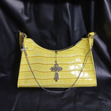 Weiyinxing Crocodile Pattern Crucifix Handbag 2023 Summer Fashion Y2k Hot Girl Shoulder Underarm Bags for Women