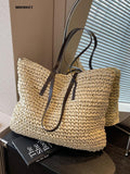 Weiyinxing Design Straw Woven Tote Bags Summer Casual Large Capacity Handbags New Fashion Beach Women Shoulder Simple Style Shopping