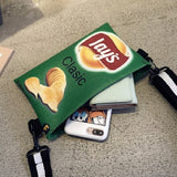 Weiyinxing Potato Chips Crossbody Handbag Women Canvas Shoulder Bag Mini Cartoon Printing Girl Envelope Bags Female Clutch Cute Purse