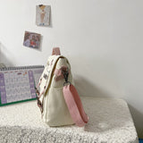 weiyinxing Women Simple Crossbody Bag Girls Cute Casual Satchel Shoulder Pouch Money Sweet Printed Canvas Diagonal Cross Schoolbag