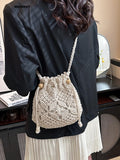 Weiyinxing Luxury Designer Brand Straw Woven Shoulder Crossbody Bucket Bag 2023 New Fashion Casual Summer Travel Beach Women Trendy