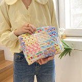 Weiyinxing Ladies Cotton Cosmetic Bag for Women Fashion Clutches Handbag Cute Portable Make Up Mommy bag Large Capacity Storage Bags