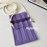 Weiyinxing Knitting Small Crossbody Bags Women Organ Pleated Mini Shoulder Messenger Bag Ladies Foldable Long Straps Phone Purse