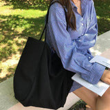 Weiyinxing Canvas Shoulder Bag Large Capacity Grocery Totes Simple Solid Color Designer Handbag Reusable Shopper Eco Shopping Bags