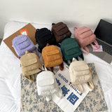 Weiyinxing Women Mini Backpack Solid Color Corduroy Small Backpacks Simple Casual Student Bookbags Traveling Backpacks 2023