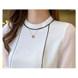 Weiyinxing Women White Blouse Short Sleeve Blouse Women O-Neck Chiffon Blouse Shirt Tops Women Blusas Mujer De Moda 2023 Blouses F97